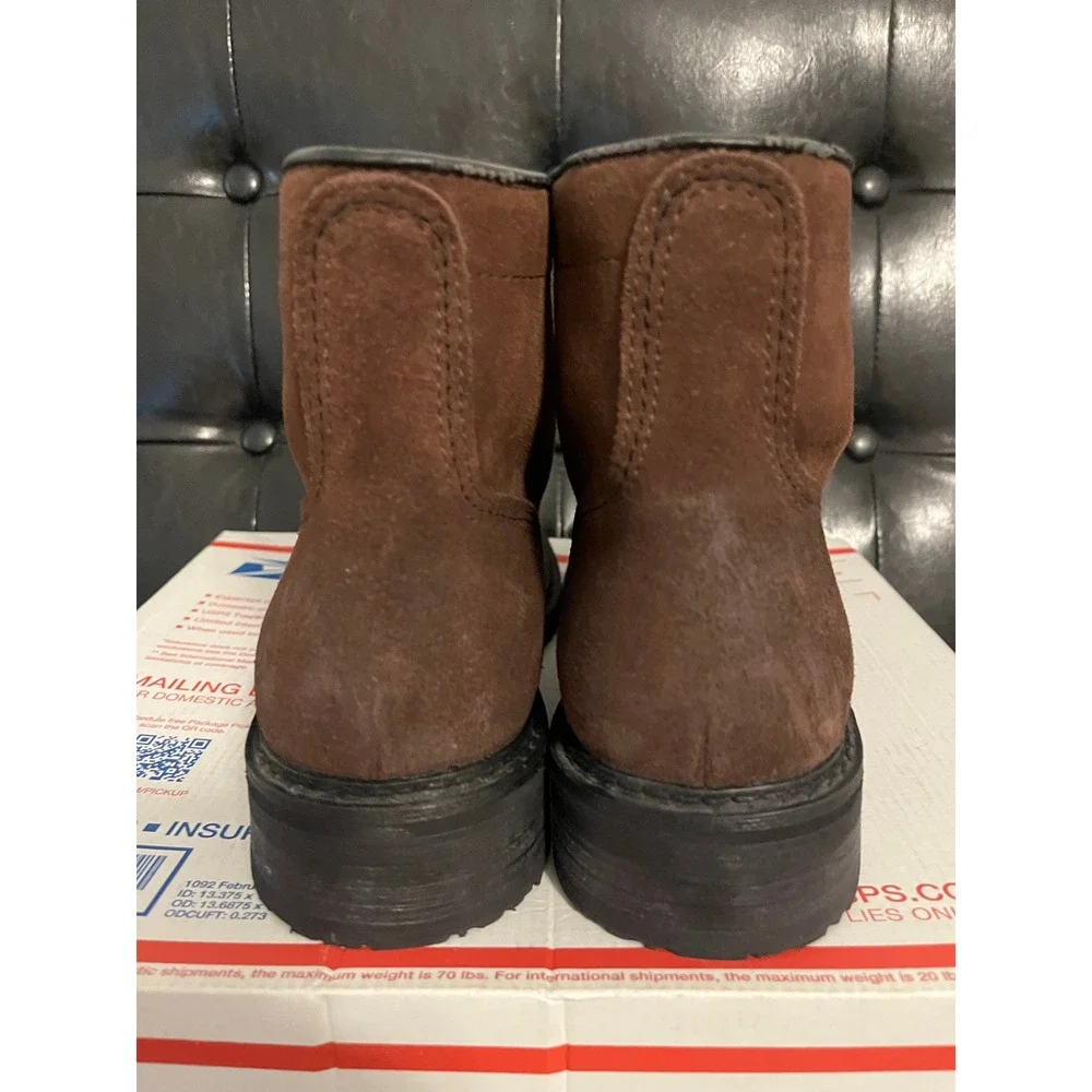 Frye Dark Brown Suede Lace Up Combat Boots